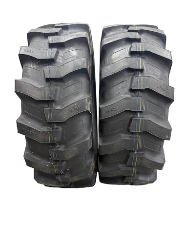 Two 16.9-24 Rear Tractor R4 Lug Backhoe Tires Tubeless Heavy Duty Industrial Stength 16.9x24