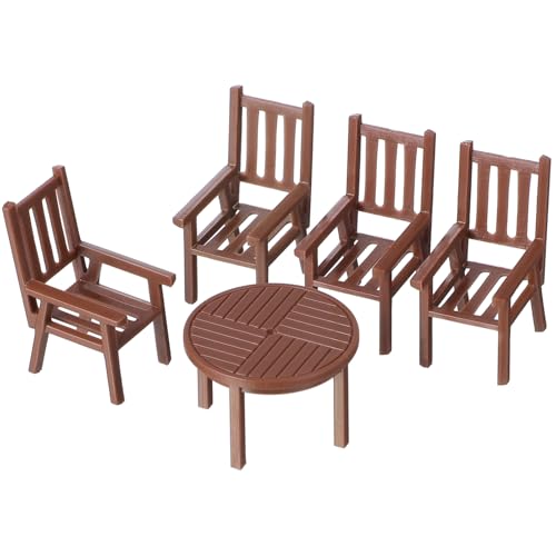 Garneck 3 Sets 1:30 Dollhouse Table and Chairs Models Set Miniature Plastic Dollhouse Furniture Accessories Tiny Rustic House Props for DIY Fairy Garden Decoration -  LJW097N19G04I1827WANTJAS7