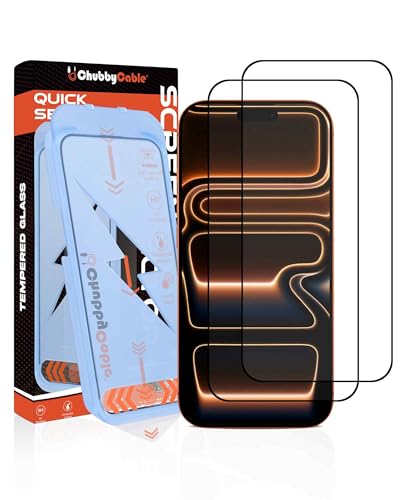 chubbycable 2PCS ChubbyShield Ultra for iPhone 17 Pro HD Tempered Glass Screen Protector Ultra-easy Install Box Auto Dust-Elimination & Bubble Free