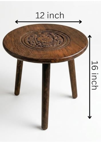 Image of WOOYNEX WOODEN Multifunctional Plant Stand - Modern Home Decor, Wood Planter Holder for Flower Pots, For Living Room Bedroom Balcony Indoor and Outdoor - Kids Stool (Bronze)
