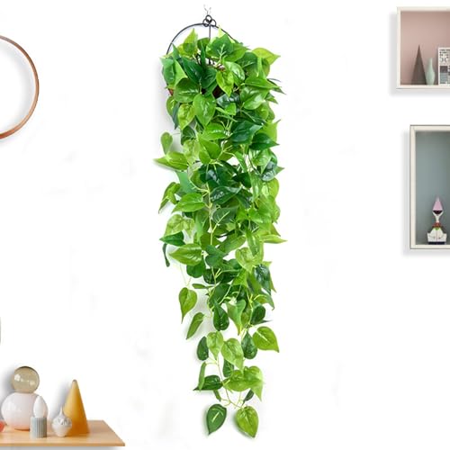 KASESSS Planta Artificial Colgante, 110cm Plantas Artificiales, Planta Colgante Artificial Plastic, Hiedra Artificiales, Fake Plants Enredadera para Jardín Balcón Dormitorio Decoración de Pared