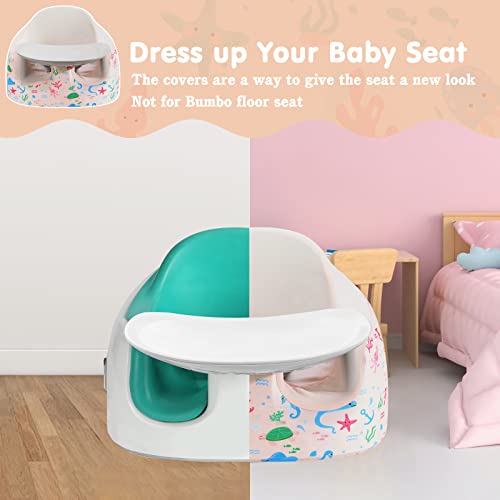 Image of Seat Cover Compatible with Bumbo Multi, Baby Children Chair Protector Washable Booster Seat Accessory, Girl Boy Bumbo Chair Cover, Pink Ocean