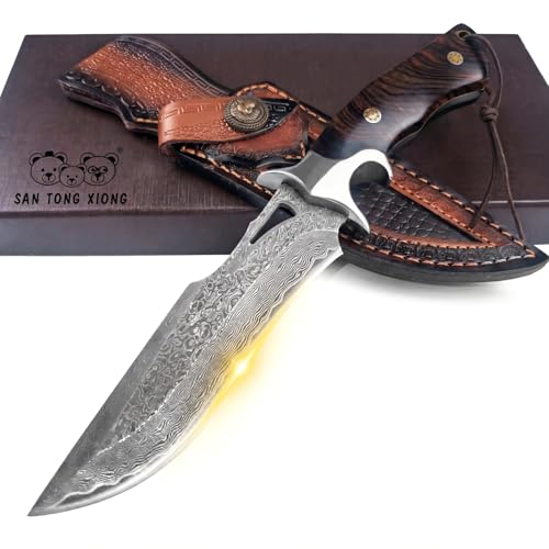 SAN TONG XIONG Damascus Hunting Knife...
