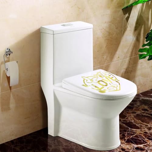 Love Butterfly DIY Acrylic Toilet Cover Sticker Decals,Flower Leaf Bird Waterproof Toilet Lid Tank Seat Decals Cistern Self-Adhesive Bathroom Wall Sticker(Golden)