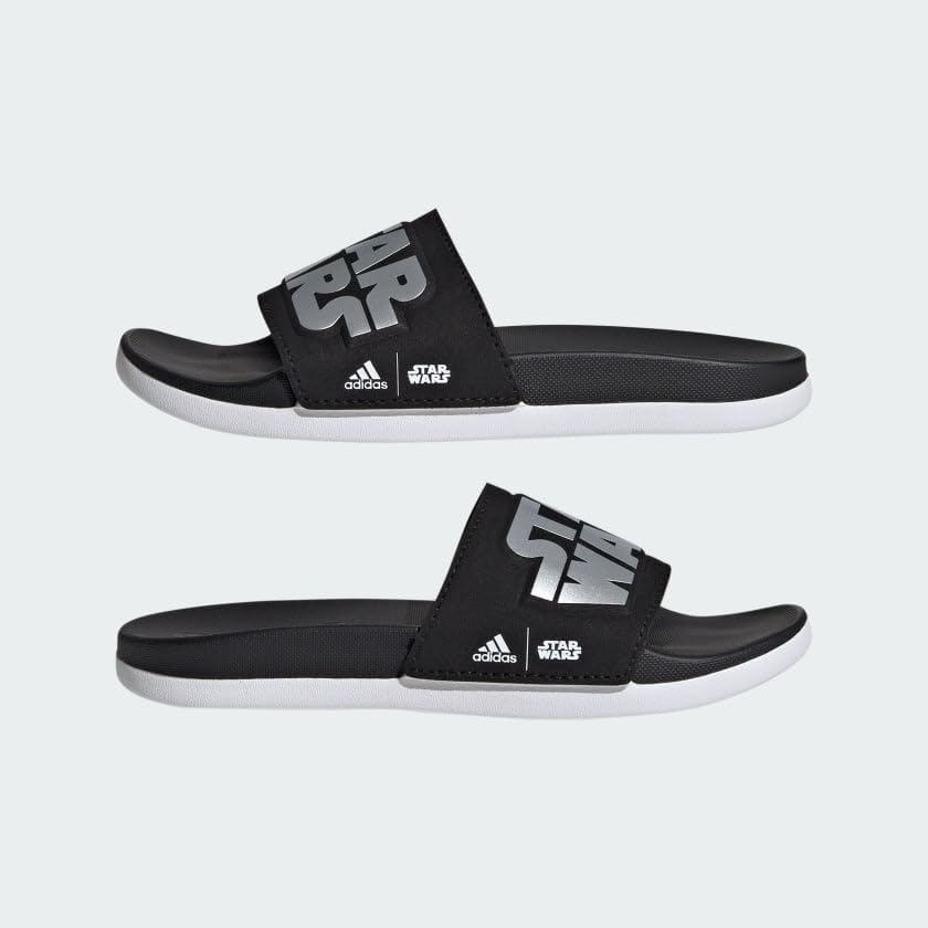 Amazon.com | adidas Adilette Comfort Star Wars (Toddler/Little Big Kid)  Slide Sandal, Black/Silver Metallic/White, 10 US Unisex | Sandals
