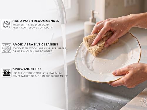 Image of Bodhi House 4-Piece Gold Rim Porcelain Quarter Plates Set | Snack & Dessert Plates | Lightweight, Chip Resistant, | Dishwasher Safe | Elegant Tableware for Dining & Gifting | White