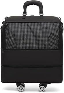 Expandable Rolling Duffle Bag with Detachable Wheels, Travel Tote Bag with Shoe Compartment & Wet Pocket, Waterproof Carry On Overnight Bag Hospital Bag Weekender Men Women Black