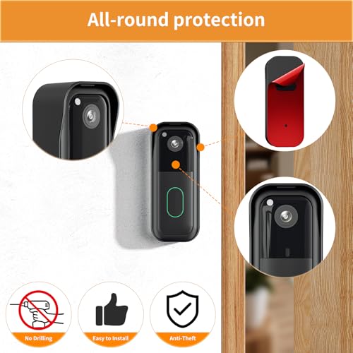Image of No-Drill Doorbell Mount for Video Doorbell (2nd Gen-2025 Model), Strong Adhesive Doorbell Camera Bracket - Not Block Sensor, Anti-Theft Mount for Home, Apartment, Office