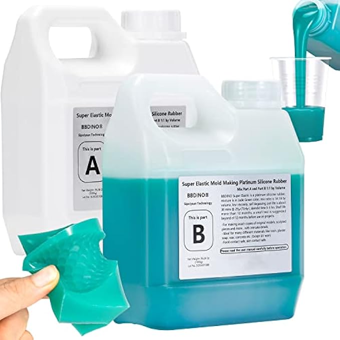 BBDINO Ultra Resilient Silicone Mold Making Kit, Mold Making Silicone Rubber 73 oz, Liquid Silicone Rubber, Ideal for Casting 3D Resin Molds | Silicone Molds | Food Molds 1:1 Sold by Volume, Emerald G
