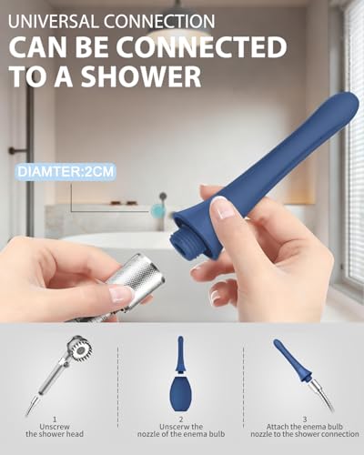 Image of Enemas Anal Douches Anti Backflow- Douche Bulb for Men, Reusable Anal Wash System, Shower-Compatible Mens Douche,Dark Blue