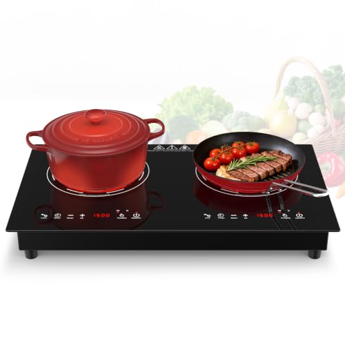 VBGK Electric Cooktop,24 Inch Electric Stove Top 110V 3000W with LED touch Control,8 Power Levels, Kids Lock & 4H Timer,Overheat Protection stove,2 burner cooktop by VBGK - Used condition - US$130.69