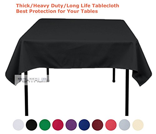 Tektrum 54 X 54 Inch 54"X54" Square Polyester Tablecloth - Thick/Heavy Duty/Durable Fabric - Black Color #TOP2