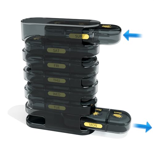 Image of Premium Medicine organizer Box- Waterproof Weekly Medicine organizer- Medicine Box for home, 7 days tablet organizer For Home-Large Pill Organizer Box Case (Black-3 Compartment (Standing))