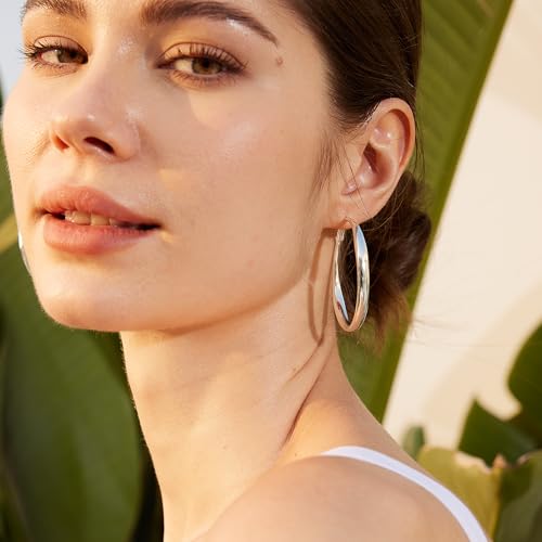 PABBEU S925 SterlingSilver Hoop Earrings Hypoallergenic Silver Hoop Earrings for Women Lightweight Large Sterling Silver Hoops Earring 30/50/70mm4