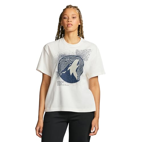 GAME 7 x NBA Officially Licensed Women’s Oversized Short Sleeve Spray Paint Graphic Crewneck T-Shirt Marshmallow