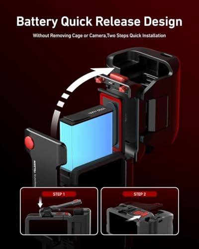 Image of TELESIN Metal Aluminum Alloy Street Grip Kit for DJI Osmo Action 5 Pro /4 /3 | Camera Grip Handle with Ultra-Light Cage | Patented Seesaw Shutter Button | Ergonomic Holder Set