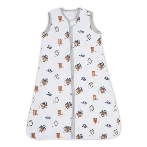 Image of LollyBanks Organic Cotton Baby Sleep Sack, 0.5 TOG, 2-Way Zipper, Newborn to 6 Months, Cowboy Outfit