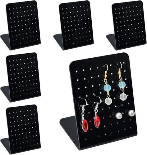 Image of Earrings Holder Acrylic Jewelry Display Rack Stud Earring Organizer for Woman Jewelry (72 Holes black Pack of 4)