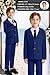 LOLANTA Boys Suit 2PCs Navy Blue Tuxedo Jacket Suit Formal Wedding Outfits (Blue 5-6 Years)
