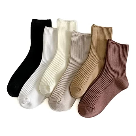 TeenFighter 6 Pairs of Comfortable Casual Cotton Long Socks for Women, Solid Color Stretch Athletic Socks for Girls and Students Cover