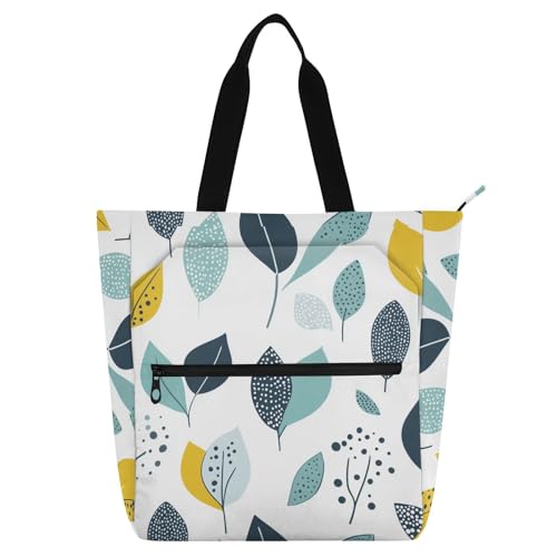 Kids Tote Bags for Kids Boys Girls, Modern Style Fresh Leaves Lightweight Heavy Duty Teacher Tote Bag Library Bag for School Work Travel Rainbow