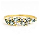 Psiroy Yellow Gold Plated Created Green Topaz Leaf Vine Band Engagement Ring for Women Size 10