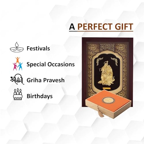 Image of Pk & Pk Jewellers Radha Krishna with Peacock | 24KT Gold Frame | Elite Collection | Super Large Size [66x89 cm] (For Premium Gift, Temple, Wall Decor, Home Decoration)