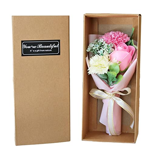 Qurygin Ramo De Flores De Jabón - Caja De Rosas con Flores De Jabón, Ramo De Rosas Artificiales Flor De Jabón, Regalo Rosas Perfumadas Jabón, Ramo De Flores De Jabón Artificial Rosa para San Valentín