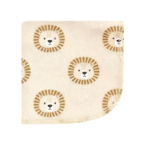 Image of Hudson Baby Unisex Baby Flannel Cotton Poly Washcloths, Brave Lion 12 Pack, One Size