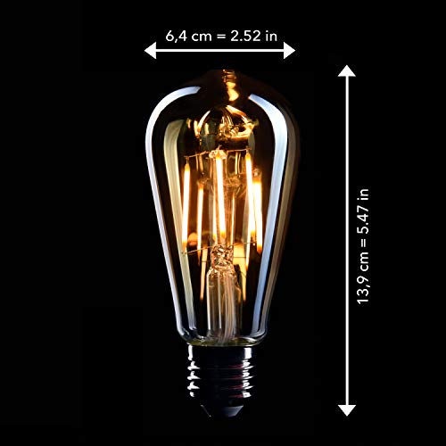 CROWN LED 6x Edison LOVE Gloeilamp - E27 lamp - Dimbare lamp - 4 W, Warm Wit 230 V, EL01 - Vintage Lamp in Retro/Antieke… - Afbeelding 6