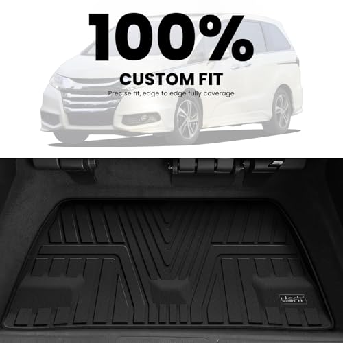 Image of LASFIT Trunk Mat for Honda Odyssey 2018-2026 Mini Passenger Van | Custom Fit Cargo Mat, Waterproof All Weather, Kid & Pet Friendly, Easy Clean for Family Use, Black