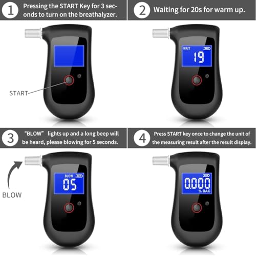 Image of Portable Alcohol Tester Breath Analyzer- Digital LCD Display, High Accuracy, Fast Results, Easy-to-Use, with 6 Mouthpieces - Ideal for Personal & Professional Use (Model:- S60)