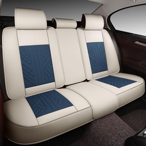 Image of GXT Bench Seat Cover, Premium Faux Leather Bench Seat Covers for Trucks - Universal Fit for Most Sedans SUV Pick-up Truck, Durable for Long Lasting Protection(White and Blue)