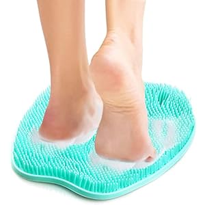 Duschfußreiniger, Scrubber Massagegerät Fußmassagematte Fuß- und Zehenreiniger, Matte mit Rutschfesten Saugnäpfen und Massageborsten, Füße Entspannende Akupressurmatte für Fußpflege und Fußmassage
