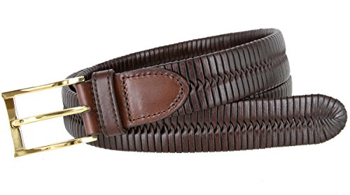 Genuine Leather Center Weaved Hand Woven Dress Belt 1-1/4" Wide3