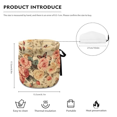 Image of Rose Butterfly Tea Cozy Kettle Dust Cover Large Tea Cosy Portable Easy to Clean Tea Pot Dust Cover Insulated Tea Cosy for Home Kitchen Office Holiday Party Decor