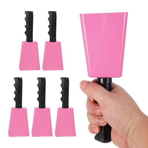 Cloche à vache métallique sonore PATIKIL lot de 6 cloches roses 8" pour encourager en grand