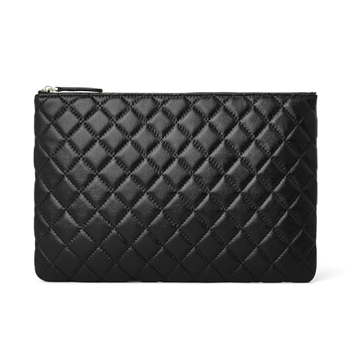Image of DORIS&JACKY Large Quilted Clutch Purse for Women, Designer Oversize Hand- Carry Evening Bag and Unisex Slim Envelop Pouch Bag | Large