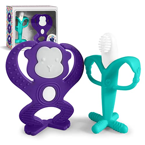 Baby Teething Toys Set - Baby Monkey Banana Teether and Toothbrus...