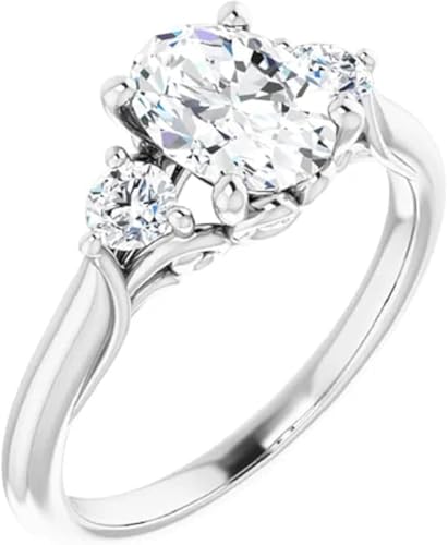 1CT-4CT Oval Cut Colorless Moissanite Engagement Ring, Wedding/Bridal Ring Set, Solitaire Halo Style, Solid Sterling Silver Promise Ring Gifts for Her3