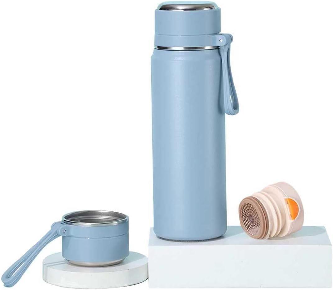 Botella de agua aislada, botella de agua de metal de acero inoxidable, tapa de boca ancha, portátil de 17 onzas, aislada, regalo de salud para