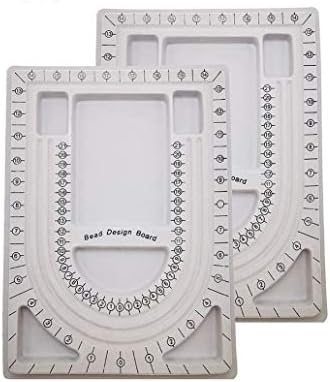 2 Pack Bead Design Board Bracelet Design Board Flocked Bead Board Necklace Beading Jewelry Organizer Tray DIY Jewelry Making Tray(13 Inch)