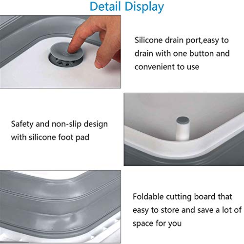 Collapsible Washing Up Bowl, Innovations Multi Function Bowl Drying Rack, Portable Cutting Board, Retractable Drain Washing Basket Basin Vegetable Fruit Tray For For Camping, Picnic, Kitchen #TOP4