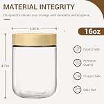 4-pack 16oz Glass jars with Airtight Lids, Overnight Oats Containers with Bamboo Lids, Wide mouth Mason Salad jars, Glass Food Storage Containers for Snacks Yogurt Spice Sugar