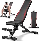 COOCHEER Hantelbank Klappbar 408kg Belastbar – 14-Fach Verstellbar, 47cm Sitzhöhe für Europäer, schrägbank Trainingsbank für Heimstudio & Wohnung