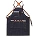 WQYH Jeans Lange Schürze ， Lederarmband Cafe BBQ Chef Uniform Friseur Florist Zimmermann Maler Schürze M schwarz