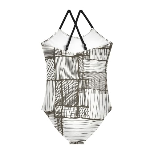 Abstract Grid Pattern Swimsuits for Girls 1 Piecing Swim Suits for Girls Kids Bathing Suit Girl Beach2