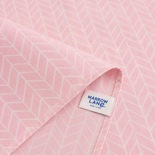 Image of Marrow Lane 300 TC Soft Air Cotton King Size Bedsheet Bed Sheet for King Size Bed (108x108 Inches) with 2 Pillow Covers | Ultra Soft, Breathable & Durable | Herringbone Arrow Design | Pink