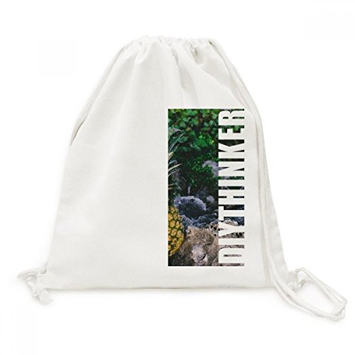 Sac de voyage toile cordon imprimé feuille plante ananas