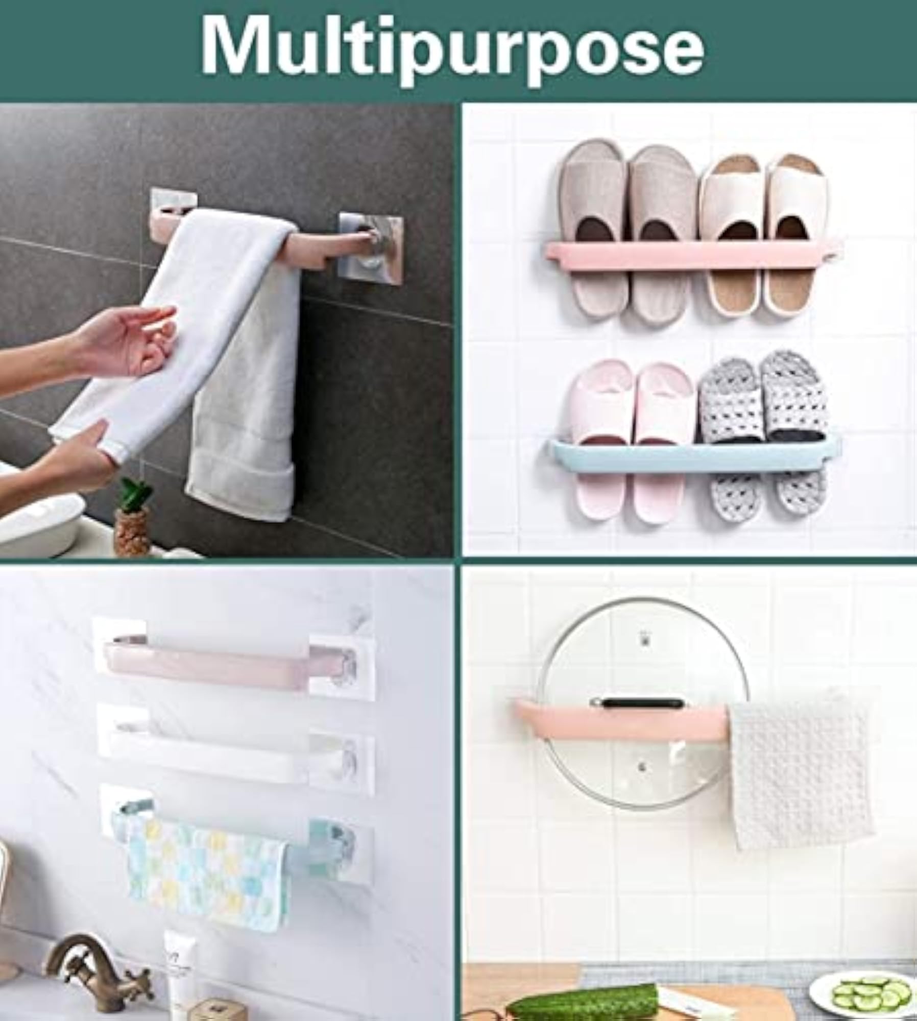 Bathroom Hand Towel Holder, No Drill Towel Rod Rack